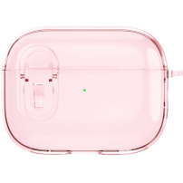 Transparentní obal se zapínáním a karabinou pro AirPods Pro 2 - růžový