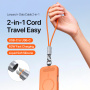 DUX DUCIS 2v1 silikonový nabíjecí a datový kabel a poutko - USB-C na USB-C - 30 cm - oranžový