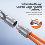 DUX DUCIS 2v1 silikonový nabíjecí a datový kabel a poutko - USB-C na USB-C - 30 cm - oranžový