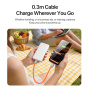 DUX DUCIS 2v1 silikonový nabíjecí a datový kabel a poutko - USB-C na USB-C - 30 cm - oranžový