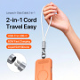 DUX DUCIS 2v1 silikonový nabíjecí a datový kabel a poutko - USB-C na USB-C - 30 cm - bílý