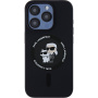 Karl Lagerfeld Karl and Choupette silikonový kryt s MagSafe pro iPhone 15 Pro - černý