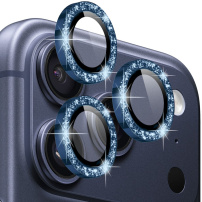 NORTHJO skla se třpytivými rámečky k ochraně čoček zadního fotoaparátu pro iPhone 17 Pro / 17 Pro Max - tmavě modrá