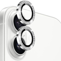 NORTHJO tvrzená skla posázená kamínky k ochraně čoček zadního fotoaparátu pro iPhone 17 - stříbrná