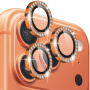 NORTHJO tvrzená skla posázená kamínky k ochraně čoček zadního fotoaparátu pro iPhone 17 Pro / 17 Pro Max - oranžová