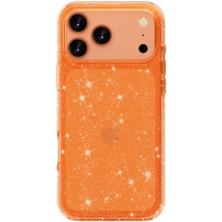 Transparentní kryt se třpytkami pro iPhone 17 Pro - oranžový