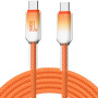 ENKAY Ice Clear opletený nabíjecí a datový kabel - USB-C na USB-C - 2 m - oranžový