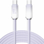 ENKAY Ice Clear opletený nabíjecí a datový kabel - USB-C na USB-C - 2 m - fialový