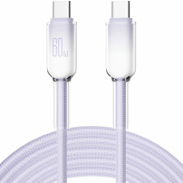 ENKAY Ice Clear opletený nabíjecí a datový kabel - USB-C na USB-C - 2 m - fialový