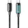 USAMS SJ750 opletený nabíjecí a datový kabel s podsvícením - USB-C na USB-C - 1,2 m - černý