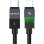 USAMS SJ776 opletený nabíjecí a datový kabel s podsvícením - USB-C na Lightning - 1,2 m - černý
