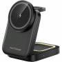 HT-541 3v1 skládací magnetický bezdrátový stojánek s podsvícením pro iPhone / Apple Watch / AirPods - 15W - černý