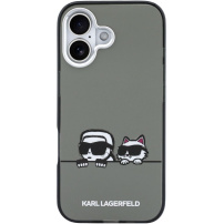 Karl Lagerfeld IML K&CH Heads Logo transparentní kryt s MagSafe pro iPhone 17 - šedý