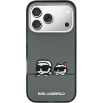 Karl Lagerfeld IML K&CH Heads Logo transparentní kryt s MagSafe pro iPhone 17 Pro Max - šedý