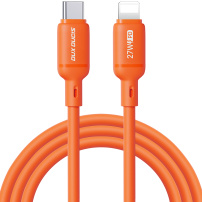 DUX DUCIS silikonový nabíjecí a datový kabel - USB-C na Lightning - 1 m - oranžový