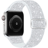 Třpytivý nylonový řemínek s posuvnou přezkou pro Apple Watch 42mm / 41mm / 40mm / 38mm - stříbrný