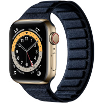 Semišový magnetický řemínek pro Apple Watch 42mm / 41mm / 40mm / 38mm - tmavě modrý