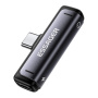 ESSAGER 2v1 audio a nabíjecí redukce - 2x USB-C na USB-C - šedá