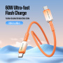 DUX DUCIS WLCM Series opletený nabíjecí a datový kabel - USB-C na USB-C - 1 m - oranžový