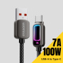 ESSAGER opletený nabíjecí a datový kabel s podsvícením - USB-A na USB-C - 1 m - černý