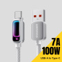 ESSAGER opletený nabíjecí a datový kabel s podsvícením - USB-A na USB-C - 1 m - světle šedý
