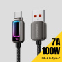 ESSAGER opletený nabíjecí a datový kabel s podsvícením - USB-A na USB-C - 2 m - černý
