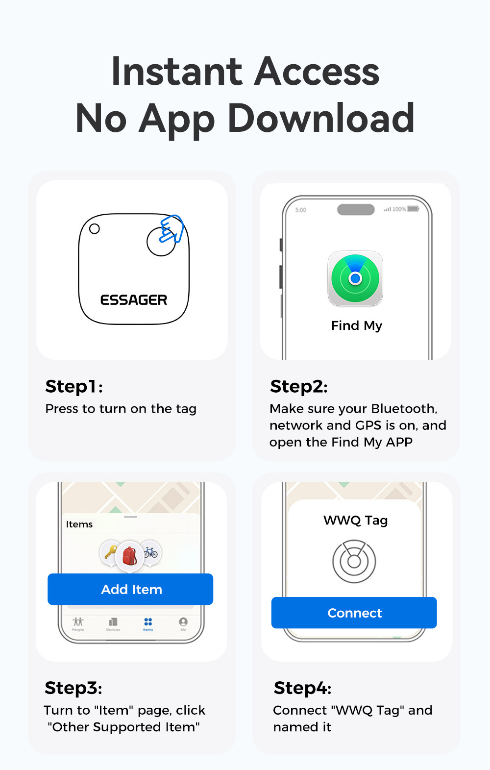 ESSAGER WWQ smart lokátor s podporou Find My - černý ESSAGER WWQ smart lokátor s podporou Find My - černý