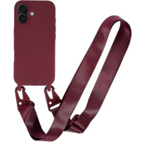 Matný kryt s nastavitelným popruhem pro iPhone 16 - vínový