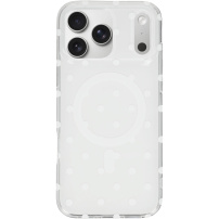 Lesklý kryt s puntíky a MagSafe pro iPhone 17 Pro / 18 Pro - bílý