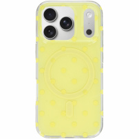 Lesklý kryt s puntíky a MagSafe pro iPhone 17 Pro - žlutý