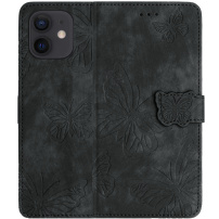 Flipové pouzdro se vzorem motýlů pro iPhone 12 / 12 Pro - tmavě šedé