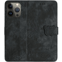 Flipové pouzdro se vzorem motýlů pro iPhone 13 Pro - tmavě šedé