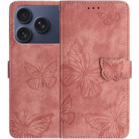 Flipové pouzdro se vzorem motýlů pro iPhone 17 Pro / 18 Pro - růžové
