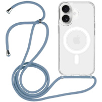 Transparentní kryt se šňůrkou a MagSafe pro iPhone 16 Plus - modrý