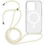Transparentní kryt se šňůrkou a MagSafe pro iPhone 16 Pro Max - krémový