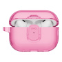 UNIQ Glase Pro Lock transparentní obal se zapínáním a karabinou pro AirPods Pro 3 - růžový