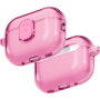 UNIQ Glase Pro Lock transparentní obal se zapínáním a karabinou pro AirPods Pro 3 - růžový