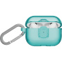 UNIQ Glase Pro Lock transparentní obal se zapínáním a karabinou pro AirPods Pro 3 - tyrkysový