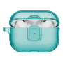 UNIQ Glase Pro Lock transparentní obal se zapínáním a karabinou pro AirPods Pro 3 - tyrkysový