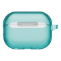UNIQ Glase Pro Lock transparentní obal se zapínáním a karabinou pro AirPods Pro 3 - tyrkysový