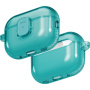 UNIQ Glase Pro Lock transparentní obal se zapínáním a karabinou pro AirPods Pro 3 - tyrkysový