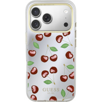 Guess Mirror Glitter Cherry zrcadlový kryt s MagSafe pro iPhone 17 Pro - třešně