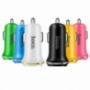 HOCO nabíječka do auta se dvěma USB porty + lightning konektor pro Apple iPhone / iPad / iPod - bílá