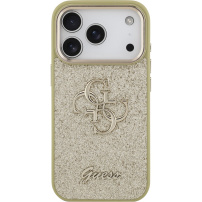 Guess Fixed Glitter 4G Metal Frame třpytivý kryt pro iPhone 17 Pro - zlatý