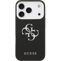 Guess Grained 4G Metal Logo kryt pro iPhone 17 Pro - černý