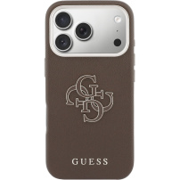Guess Resin Logo kryt pro iPhone 17 Pro - hnědý