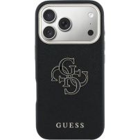Guess Resin Logo kryt pro iPhone 17 Pro Max - černý