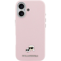 Karl Lagerfeld Karl and Choupette Heads Pins kryt z PU kůže s MagSafe pro iPhone 17 - růžový