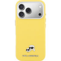 Karl Lagerfeld Karl and Choupette Heads Pins kryt z PU kůže s MagSafe pro iPhone 17 Pro - žlutý
