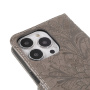 Flipové pouzdro se vzorem krajky pro iPhone 14 Pro Max - hnědé
